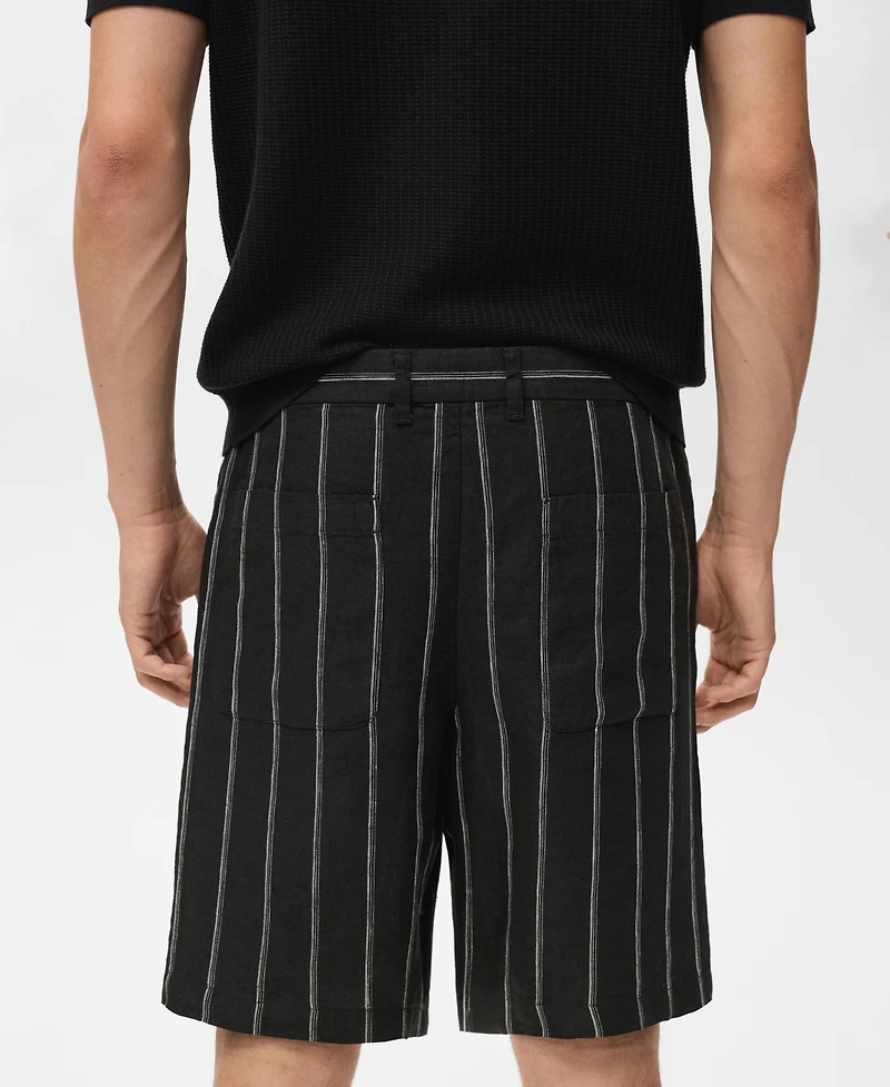 Mango Men's Striped Linen-Blend 8.5" Bermuda Shorts