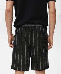 Mango Men's Striped Linen-Blend 8.5" Bermuda Shorts