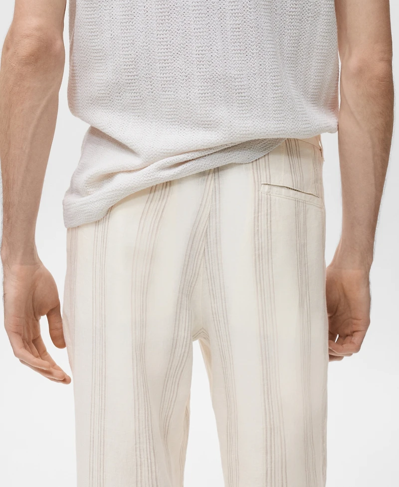 Mango Men's Linen Elastic Waistband Pants