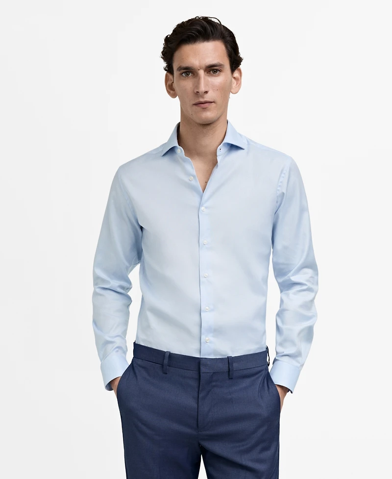 Mango Men's Slim Fit Structured Dress Shirt