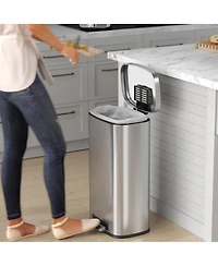 iTouchless 8 Gallon / 30 Liter SoftStep Stainless Steel Kitchen Trash Can with Odor Filter
