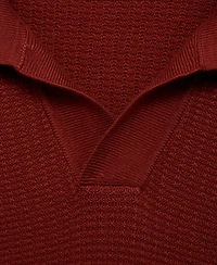 Mango Men's Ribbed Cotton Knitted Polo Shirt