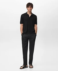 Mango Men's Fine-Knit Cotton Polo Shirt
