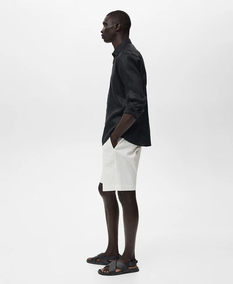 Mango Men's Linen Long Sleeve Shirt