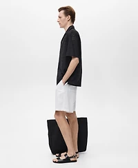 Mango Men's Embroidered Eyelet Details Shirt