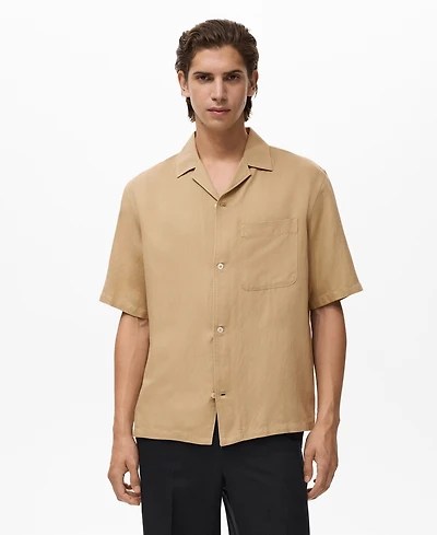 Mango Men's Regular-Fit Linen Blend Shirt