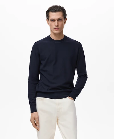 Mango Men's Microstructure Cotton Knitted Sweater