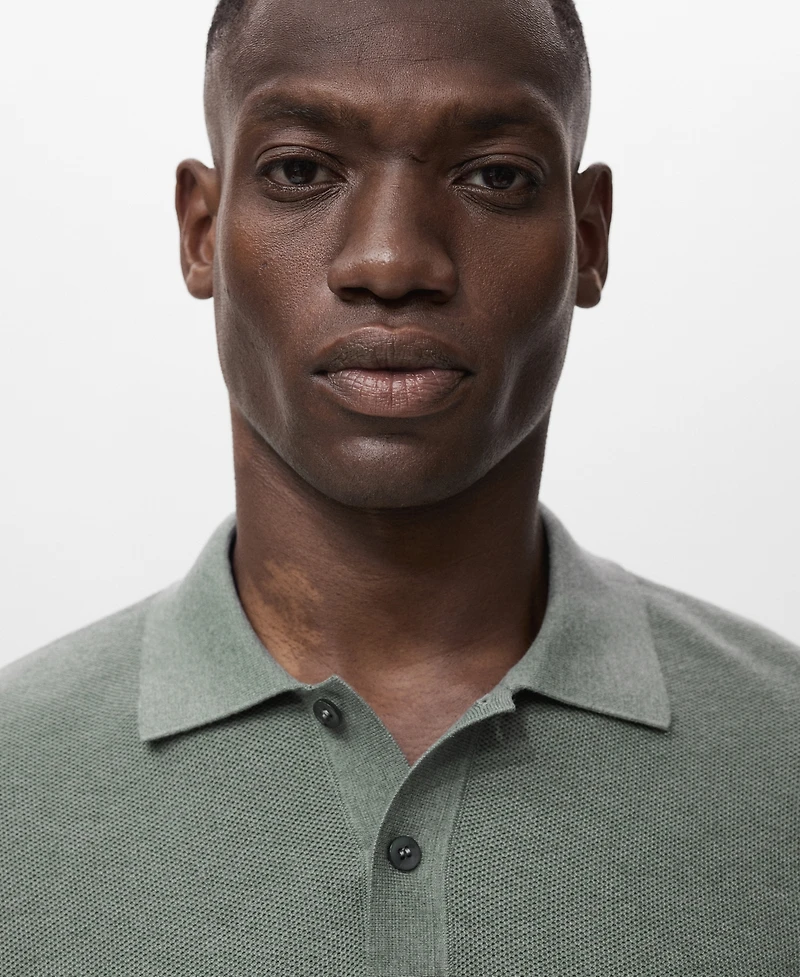 Mango Men's Micro-Structured Cotton Polo Shirt