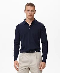 Mango Men's Wool Knitted Polo Sweater