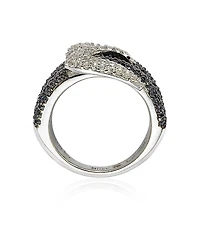 Suzy Levian Sterling Silver Sapphire & Created White Sapphire Buckle Ring
