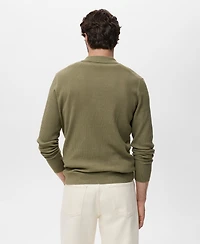 Mango Men's Cotton-Blend Ribbed Polo Sweater