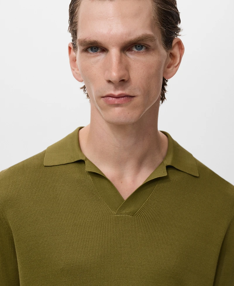 Mango Men's Fine-Knit Cotton Polo Shirt
