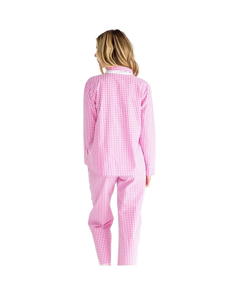 Sant and Abel Women's Hepburn Gingham Pink Long Pj Set