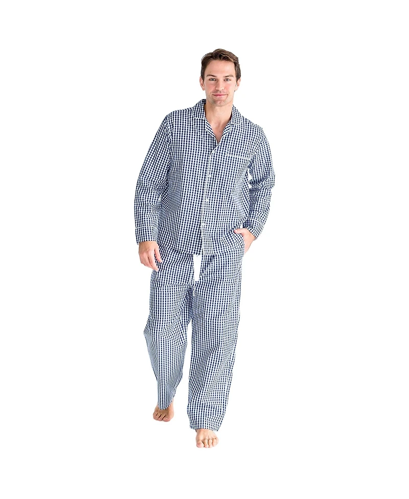 Sant and Abel Men's Hepburn Gingham Navy Long Pj Set