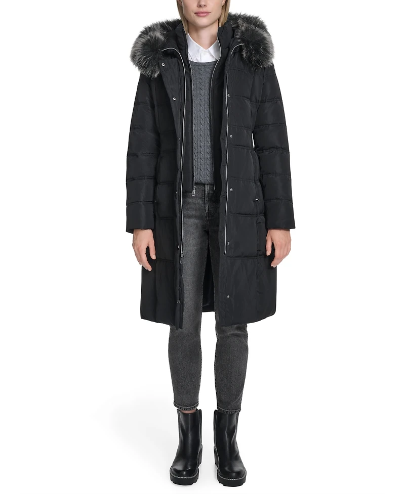 Cole Haan Women's Trim Hood Zip-Front Puffer Coat