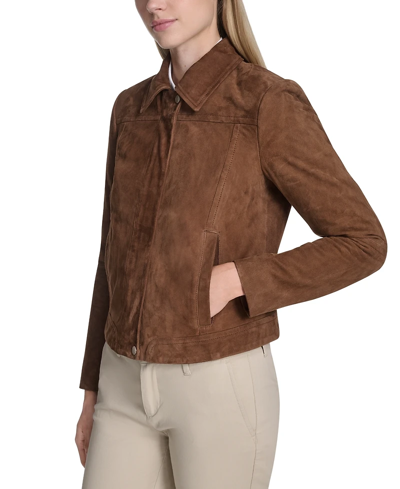 Cole Haan Women's Zip Front Suede Jacket