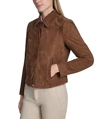Cole Haan Women's Zip Front Suede Jacket