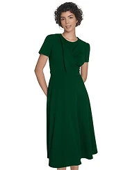 Calvin Klein Women's Short Sleeve Ruched Midi Dress