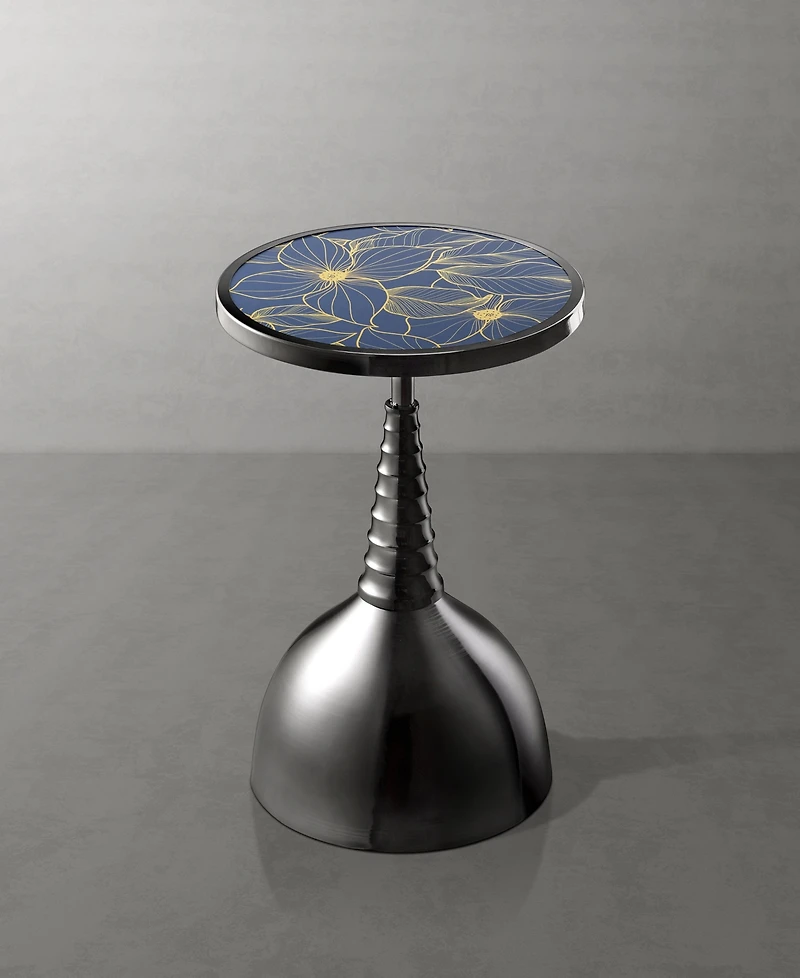 Furniture of America Knoll 16" Metal Round End Table with Pedestal Base