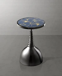 Furniture of America Knoll 16" Metal Round End Table with Pedestal Base