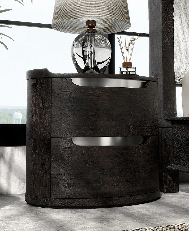 Furniture of America Addeso 24.5" Solid Wood 2-Drawer Nightstand