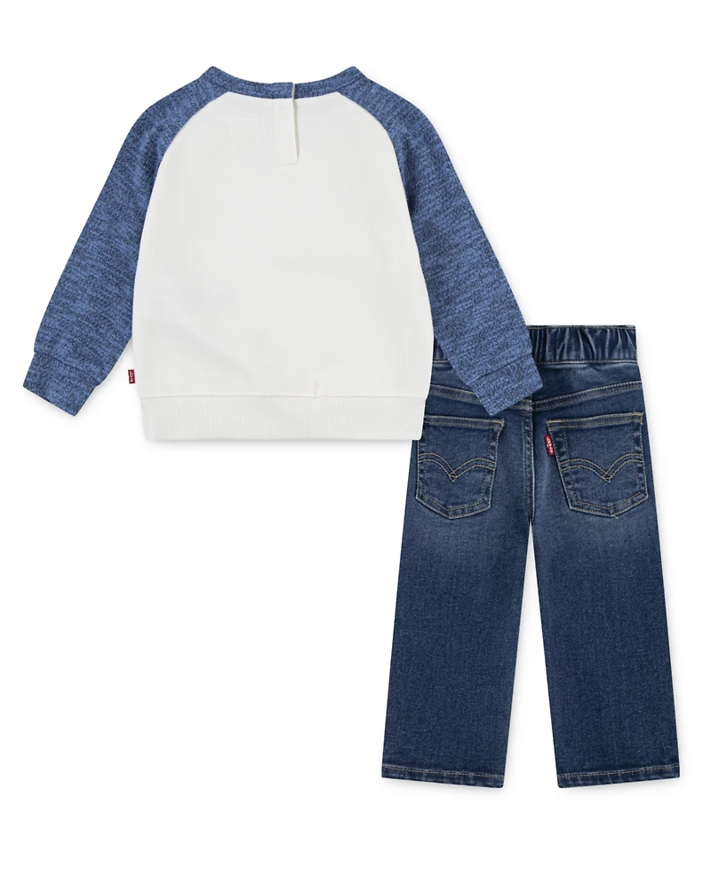 Levi's Baby Boys 2-Piece Moto Crewneck T-Shirt and Jeans Set