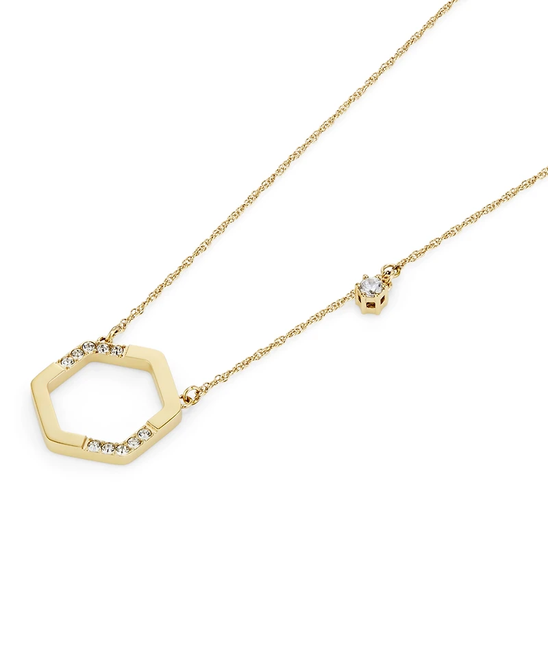 Olivia Burton Crystal Honeycomb Gold Tone Stainless Steel Necklace