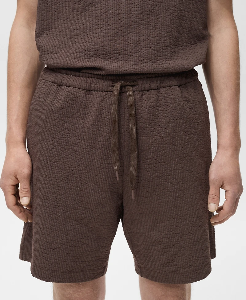 Mango Men's Drawstring Seersucker 5.47" Shorts