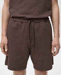 Mango Men's Drawstring Seersucker 5.47" Shorts