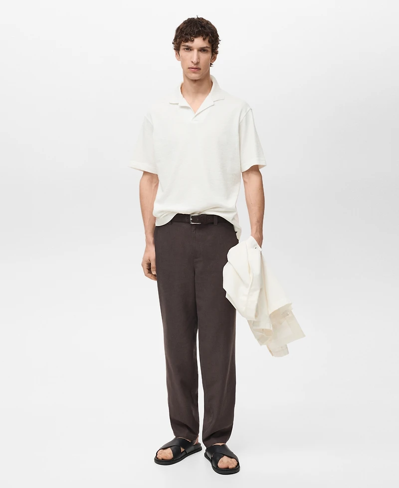 Mango Men's Textured Cotton Relaxed-Fit Polo Shirt