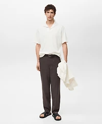 Mango Men's Textured Cotton Relaxed-Fit Polo Shirt