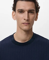 Mango Men's Ribbed Knit T-Shirt
