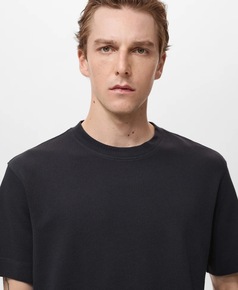 Mango Men's Cotton Fine-Knit T-Shirt