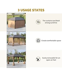 Outsunny 10' x 13' Hardtop Gazebo Canopy w/ Steel Roof, Sidewalls,