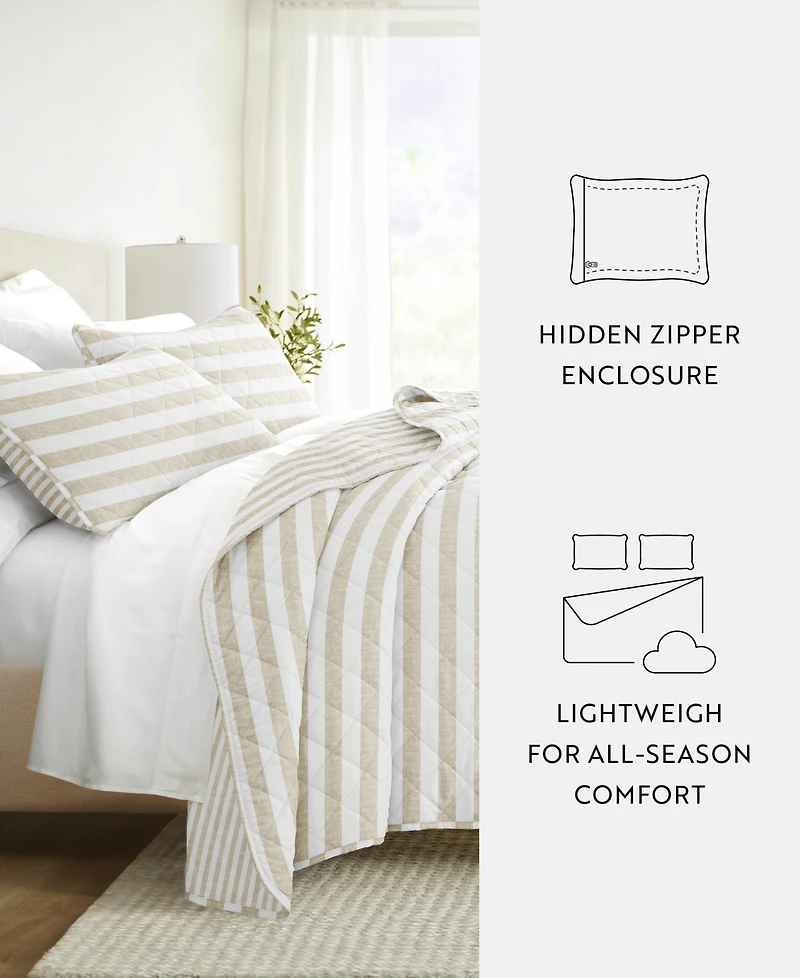 ienjoy Home Classic Stripe Reversible 3-Pc. Quilt Set, Full/Queen