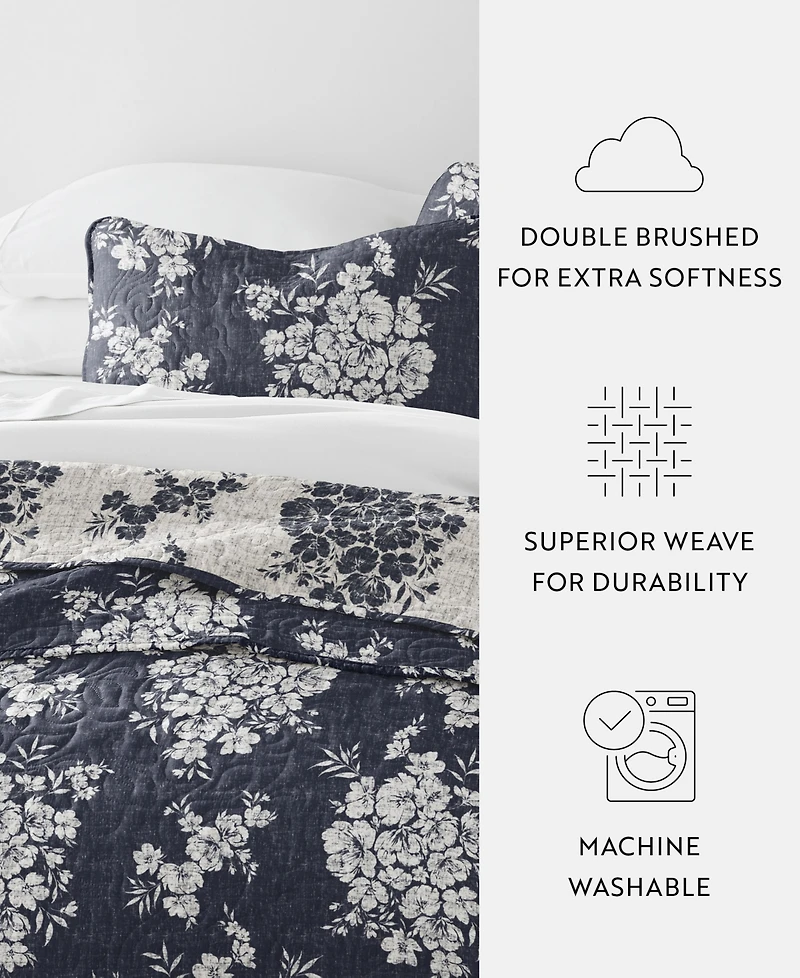 ienjoy Home Distressed Bouquet Reversible 3-Pc. Quilt Set, Full/Queen