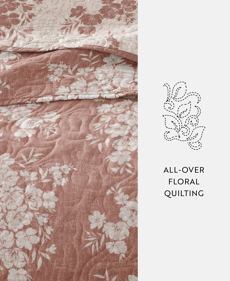 ienjoy Home Distressed Bouquet Reversible 3-Pc. Quilt Set, Full/Queen