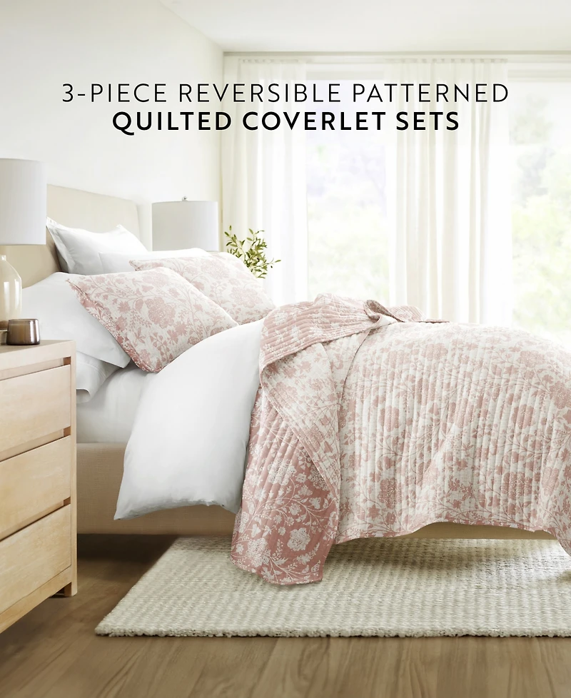 ienjoy Home Textured Floral Reversible 3-Pc. Quilt Set, Full/Queen