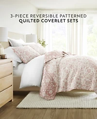 ienjoy Home Textured Floral Reversible 3-Pc. Quilt Set, King/California King