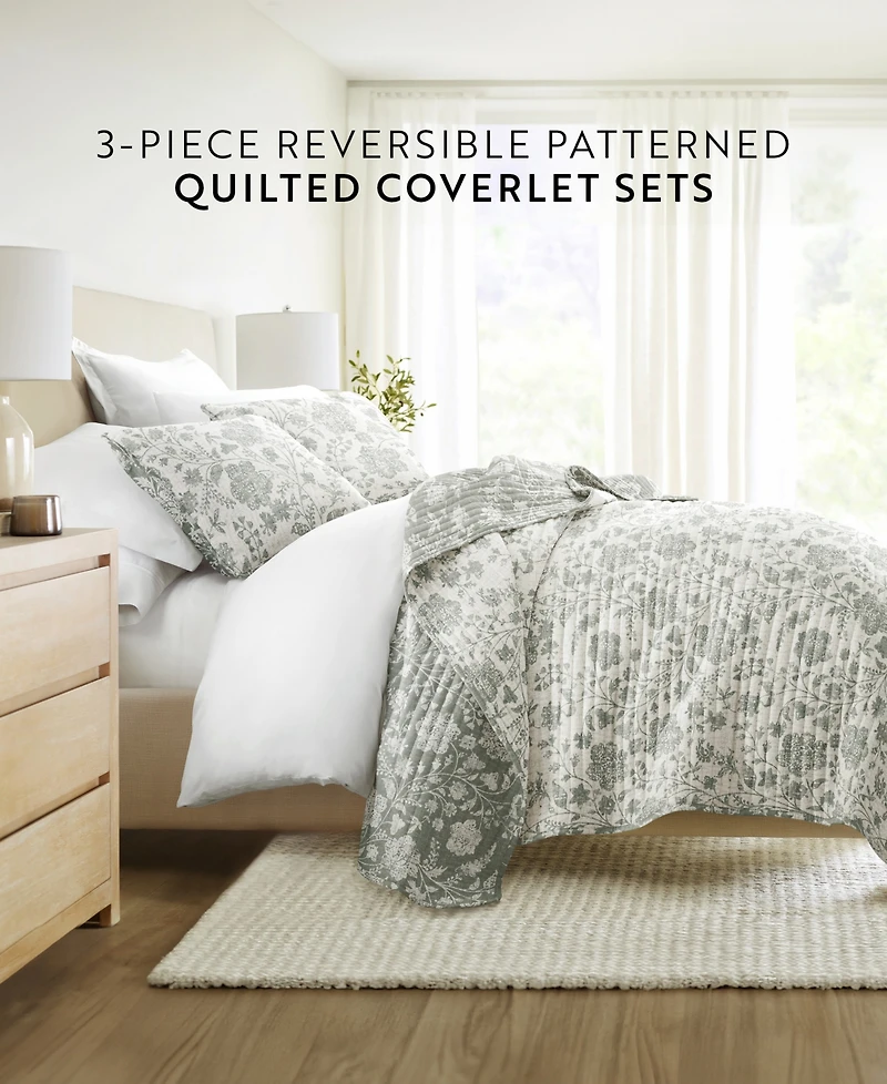 ienjoy Home Textured Floral Reversible 3-Pc. Quilt Set, King/California King