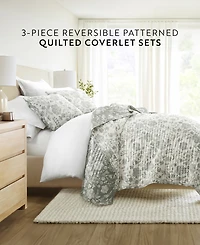 ienjoy Home Textured Floral Reversible 3-Pc. Quilt Set, King/California King