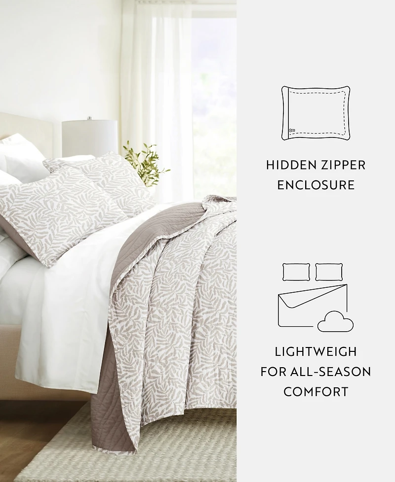 ienjoy Home Tossed Ferns Reversible 3-Pc. Quilt Set, King/California King