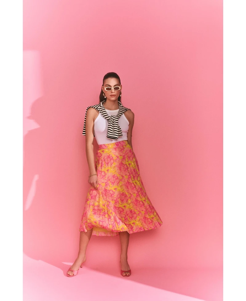 Isaac Mizrahi Women's Pleated Midi Skirt