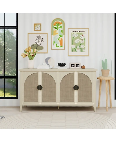 Casainc Rattan Storage Cabinet with 4 Door