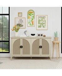Casainc Rattan Storage Cabinet with 4 Door