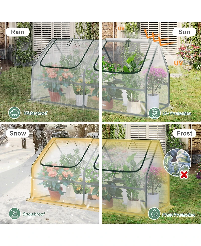 Aoodor Mini Greenhouse Water Resistant Uv Protected 2 Zipper Doors.