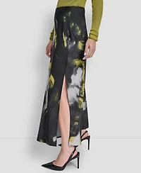 Dkny Women's Printed Maxi Bias Pull-On Skirt