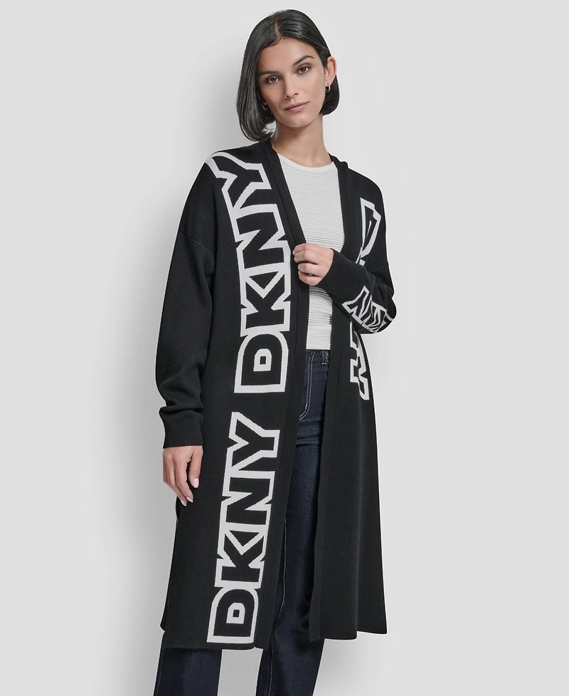 Dkny Women's Exploded Logo Oversized Cardigan Sweater
