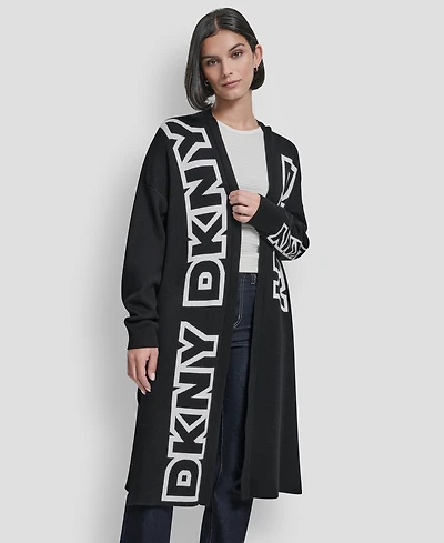Dkny Women's Exploded Logo Oversized Cardigan Sweater