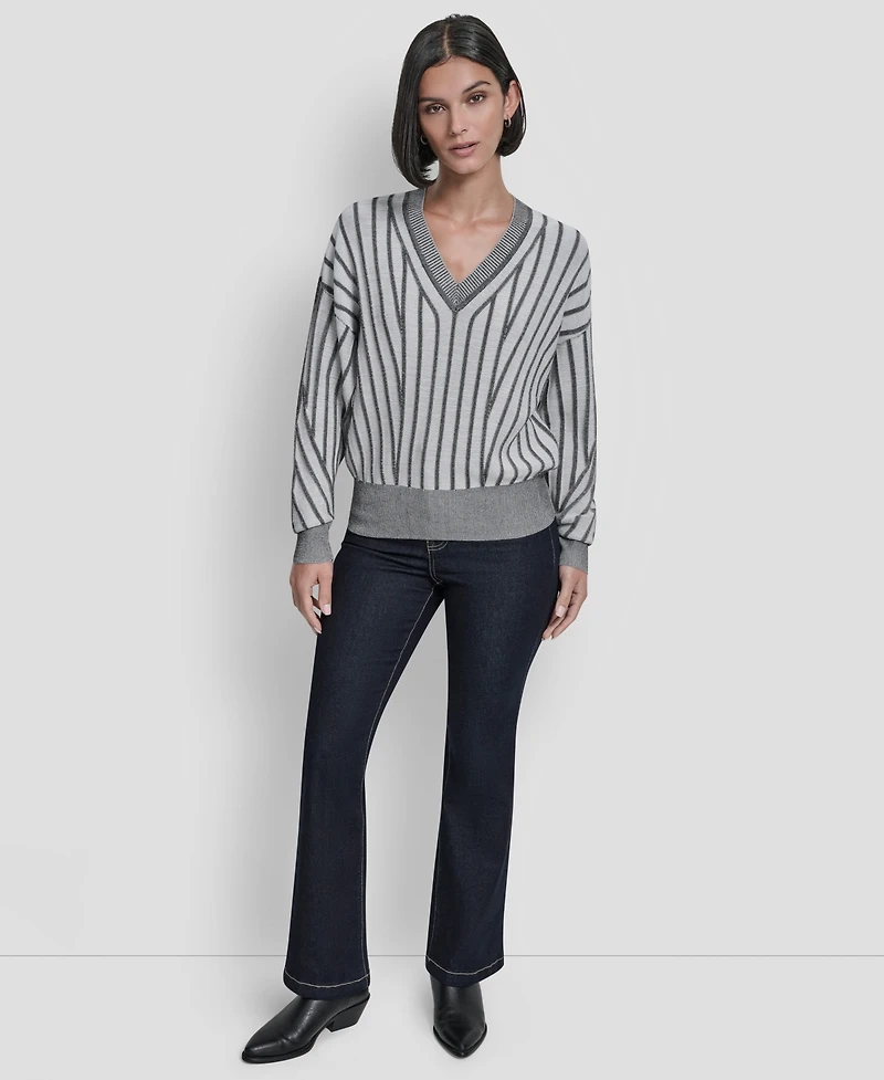 Dkny Women's Long Sleeve V-Neck Sweater